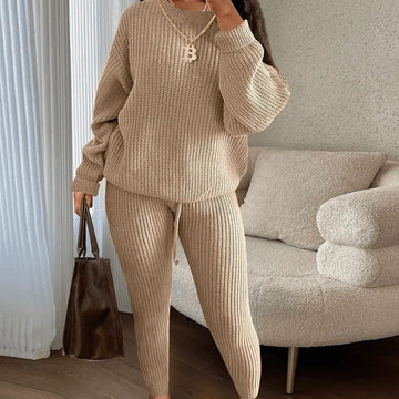 Women's Fashionable Knitted Wool Trousers Suit