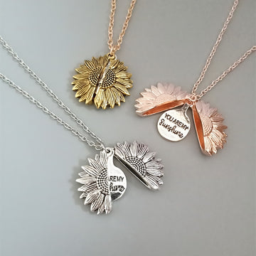 Sunflower Double Lettering Necklace